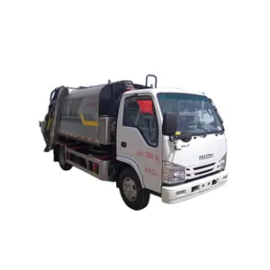 Japanse Merk Isuzu7cubic Meter Gecomprimeerde Vuilniswagen Afvalwagen Vrachtwagen Met Compactor Achterlader Vuilniswagen Vuilniswagen Afvalverzamelaar