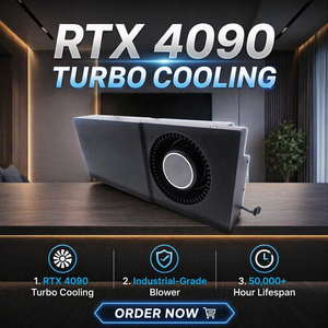 Refroidisseur de GPU OEM personnalisé Gigabyte <span class=keywords><strong>RTX</strong></span> <span class=keywords><strong>4090</strong></span> Side-Blow Turbo, ventilateur industriel pour serveur IA et refroidissement de centre de données multi-GPU - Product Image 2