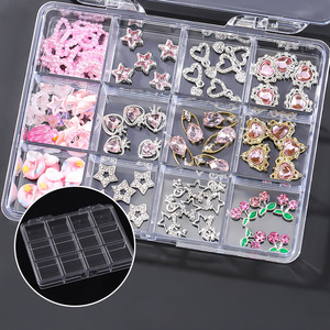 Boîte de rangement professionnelle en acrylique à 12 compartiments pour nail art, organisateur transparent personnalisable avec logo pour bijoux, boucles d'oreilles, bagues et breloques pour ongles - Product Image 3