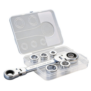 7 In 1 <b>Ratchet</b> Wrench Set 14mm 19mm Chrome Vanadium Steel Metric <b>Socket</b> Tool With Reversible Ratcheting Function - Product Image 5