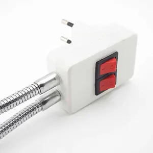 Adaptateur de douille double E27 pour <span class=keywords><strong>ampoule</strong></span> LED avec interrupteur marche/arrêt, compatible AC 110-220V, prise flexible EU/US - Product Image 5