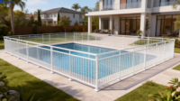 Clôture de piscine en aluminium perforée avec porte, écologique, sûre et bien conçue, avec revêtement en poudre noire