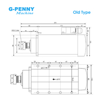 Moteur de broche refroidi par air G-penny 2.2KW ER20 de type carré avec boîtier de jonction et bride, avec roulement pour variateur QL 2.2KW