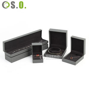 Boîte à bijoux en papier imitation cuir gris de haute qualité, vente en gros, emballage cadeau de mariage personnalisé - Product Image 5