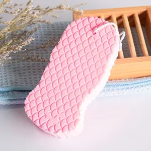 PVA Fish-Scale Pattern Quickly Soft Reusable Painless Dead Skin Removal Bath Sponge 3D Kids Exfoliating Bath Scrubber Sponge