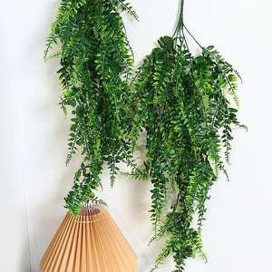 צמחים מלאכותיים תלויים לקיר, דמוי עשב פרסי, שרך, עלים ירוקים, עמידים בפני קרינת UV ומים, לשימוש פנים/חוץ, לחג המולד וחתונות - Product Image 1