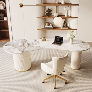 Bureau d'<span class=keywords><strong>ordinateur</strong></span> moderne en pierre blanche avec 3 tiroirs et un tiroir à dossiers pour le mobilier de bureau à domicile - Product Image 3