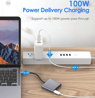 Jasoz Multiport Aluminium-Legierung USB Typ-C Hub mit +PD+USB3.0 Anschlüssen 4K Adapter für iPhone Silber/Grau Verpackt auf Lager