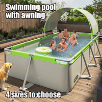 Support de parasol gonflable en PVC pour piscine, pliable, rectangulaire, protection solaire extérieure, cadre de protection solaire, couverture de piscine portable pour