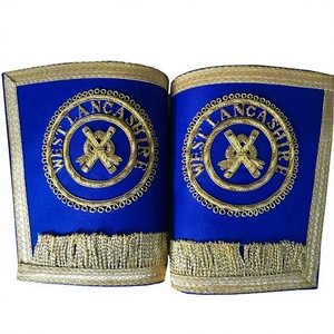 Director de Ceremonias Provincial Artesanía Vestido Guanteletes | Pares de puños masónicos bordados a mano - Product Image 1