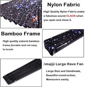 Éventail pliant de danse chinois de 33 cm (13 pouces) en bambou premium, bruyant et personnalisé, pour rave, avec son bruit de claquettes - Product Image 5