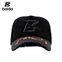 Gorra de béisbol al por mayor de 5 paneles, poliéster/algodón, con bordado 3D de letra B con pedrería, efecto desgastado y estampado de grafiti