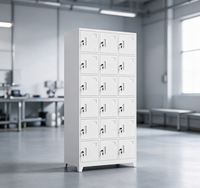 Casier de rangement en acier à 18 portes, armoire métallique multi-compartiments avec serrure à clé individuelle, armoire métallique pour salle du personnel d'usine