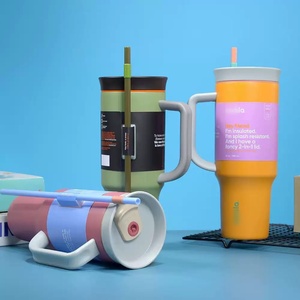 Mug à café isotherme à double paroi en acier inoxydable de haute qualité, 40 oz, anti-fuite, avec paille et poignée, pour l'aventure, les voyages en plein air, 24h - Product Image 3