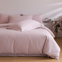 Parure de lit 4 pièces en pur coton, tissage mat respirant et lisse, confort optimal pour appartement familial moderne, idéal pour toutes les saisons