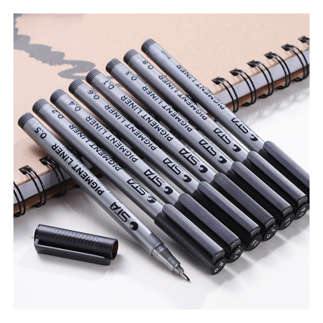 Custom Fine Line Drawing Pigment Liner Ink Pen Set Sketching Pen with Felt Tip for Arabic Islamic Art Calligraphy Made Plastic