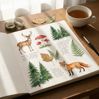 Vinyle Personnalisé Écologique Imperméable Durable Esthétique Animaux de la Forêt d'Automne Promotion Épicerie Scrapbooking Journalisation