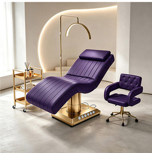 Table de massage électrique pliable de luxe noire, lit de soin esthétique incurvé pour esthéticienne, soins du visage, salon, gym, lit esthétique - Product Image 6