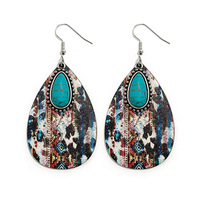 Anting-anting Juntai tetesan air mata geometris Bohemian anting-anting liontin pirus Barat tetesan kayu