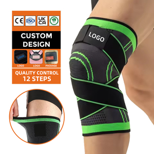 Rodillera de Neopreno <span class=keywords><strong>con</strong></span> Soporte de Compresión Tejida, Vendaje Elástico y Cinchas Bilaterales - Product Image 1