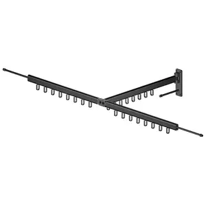 Indoor Teleskop Wandbehang Balkon Outdoor Folding Schwarz Aluminium legierung Wand montage Kleider ständer Rod Hanger