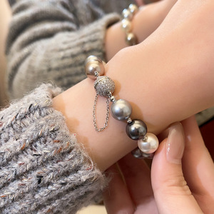 Bracelet de perles multicolores <span class=keywords><strong>Tahiti</strong></span> pour femme, design de luxe léger, fermoir magnétique, perles fantaisie, bijou de main, perles électroplaquées - Product Image 2