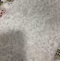 Ramah lingkungan bergaya bunga mawar pengantin putih Chantilly kain renda dengan manik-manik payet mewah Mesh untuk gaun pernikahan sepatu