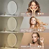 Miroir de maquillage ovale à LED en cristal, de qualité salon, écologique, de 4 mm, pour le bureau, fourni par l'usine