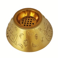 Brûleur d'aromathérapie en résine de style moyen-oriental, abat-jour en métal doré avec motif de mosquée et de lune, décoration arabe