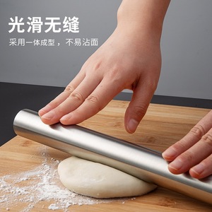 Stainless Steel <b>Rolling</b> <b>Pin</b> 3.2*42.5Cm Cylindrical For Dough And Dumpling Wrappers Household Use - Product Image 3