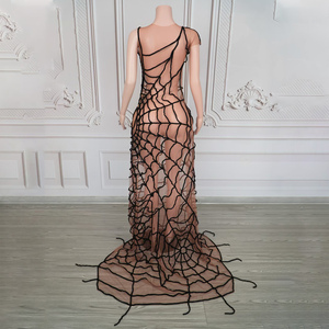 Novance Y5463 Productos de Moda Vestido de Noche Elegante Negro con Diseño de Telaraña Único, Talla Grande, Sexy y Transparente para Mujer - Product Image 3