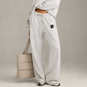 Pantalones Deportivos de Felpa Francesa 100% Algodón Gris para Mujer, Personalizados con Etiqueta Privada, con Cordón Ajustable y Corte Ancho - Product Image 3
