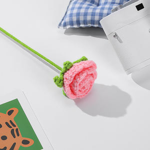 Rosas pequeñas de lana tejidas a mano terminadas, arreglo Floral para el <span class=keywords><strong>hogar</strong></span> para el Día de San Valentín, ramo creativo DIY con rosas - Product Image 6