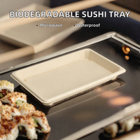 Einweg-Tischgeschirr aus Zuckerrohr-Bagasse, Sushi-Serviertablett, Biologisch Abbaubar, Wasserdicht, Fettdicht, Mikrowellengeeignet für Partys