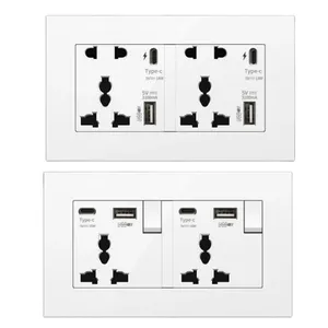 Đen Anh 13A tường ổ cắm với <span class=keywords><strong>USB</strong></span> Loại C 18W nhanh chóng phí cắm ổ cắm, tường ổ cắm điện với bộ sạc <span class=keywords><strong>USB</strong></span>, chuyển đổi với ổ cắm - Product Image 2