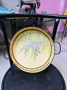 การตกแต่งบ้านแบบกำหนดเองด้วยถาดไม้ทรงกลมทาสีด้วยมือที่สวยงามของเราพิมพ์ลายดอกไม้ไม่ได้ใช้งานสำหรับตกแต่งบ้าน - Product Image 5