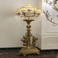 Cire perdue Base de cuivre lampadaires Prométhée Sculpture Art laiton lampadaire décoration Villa Hall allée Statue lumière