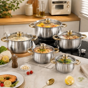 Wholesale 10 Pcs Stainless Steel Cookware <b>Set</b> Heavy Duty Cooking <b>Pot</b> Professional Soup Stockpot Kit Manufacturer - Product Image 6