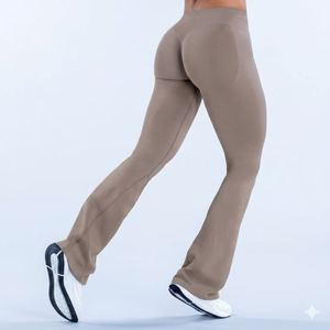 Leggings de yoga micro-évasés sans coutures, taille haute, effet ventre plat, rehaussement des hanches, extensibles, coupe cloche, pour <span class=keywords><strong>femme</strong></span>, pour la gym et la course - Product Image 2