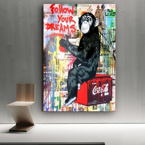 Peintures à l'Huile sur Toile Suivez vos Rêves <span class=keywords><strong>Art</strong></span> Mural Urbain Graffiti <span class=keywords><strong>Pop</strong></span> <span class=keywords><strong>Art</strong></span> Impression sur Toile pour Salon Décoration Cuadros - Product Image 4