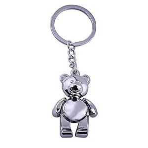 Chaveiro de urso de metal fofo removível, chaveiro de urso de pelúcia