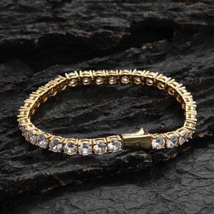 Elegant Tennis Bracelet Stainless Steel Silver/Gold Plated Flower Design CZ Iced-Out Diamonds 3mm/4mm/5mm Widths Perfect - Product Image 5