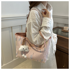 Sacs à bandoulière en toile <span class=keywords><strong>pour</strong></span> femmes en gros – Sacs fourre-tout mignons aux couleurs arc-en-ciel <span class=keywords><strong>pour</strong></span> le <span class=keywords><strong>travail</strong></span>, les trajets quotidiens et les cours universitaires - Product Image 5