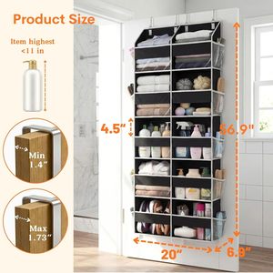 Over The Door Organizer 1 Pack 10 Compartments <b>Black</b> Hanging Storage For Clothing Baby Products Behind Door Wall Mount <b>Hook</b> Type - Product Image 4