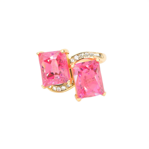 Anillos de Moda con Cristal Rosa, Chapados en Oro, de Acero Inoxidable, Resistentes y Sostenibles - Product Image 2