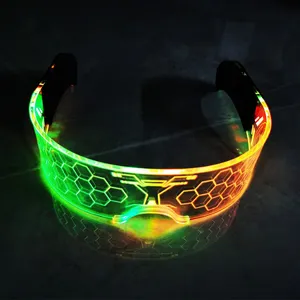 Futuristische LED Leuchten Sonnenbrille Frauen Männer 7 Farbwechsel Party Dekoration führte blinkende Brille