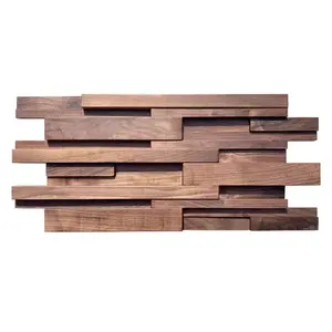 Black Walnut Solid Wood Panel Mosaic New Chinese Simple Style Tea House Background Wall Decoration