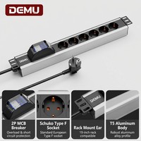 PDU en rack 1U en aluminium, 6 prises Schuko Type F, 2P MCB 16A 250V 4000W, certifié CE RoHS