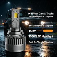 Ampoule de phare LED universelle 150W 2026, haute puissance, système de refroidissement en aluminium, Plug and Play, accessoires pour phares de voiture