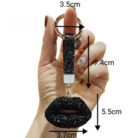 Porte-clés brillant en forme de lèvres avec diamants, breloque en cuir incrustée de strass, pour sacs à main femme, décoration, cadeau Saint-Valentin ou anniversaire